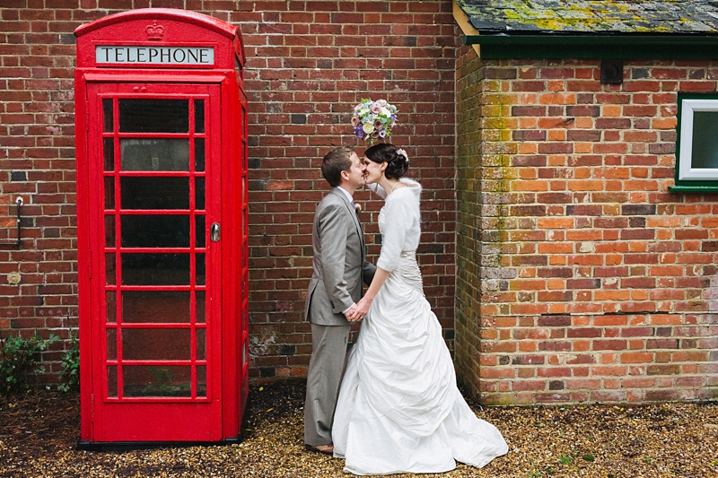 red phone box wedding